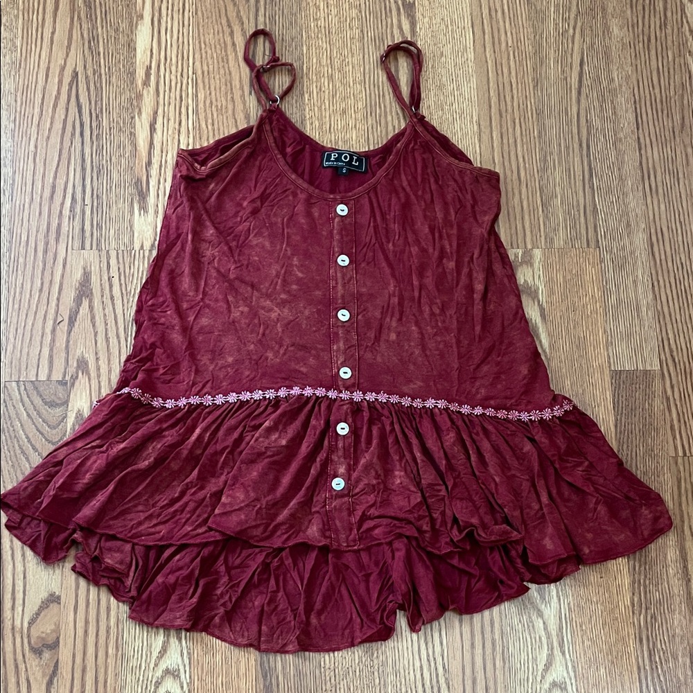 NWOT POL Spaghetti Strap High-Low Babydoll Top